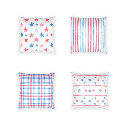 Watercolor Red Blue Stars Pillow Case